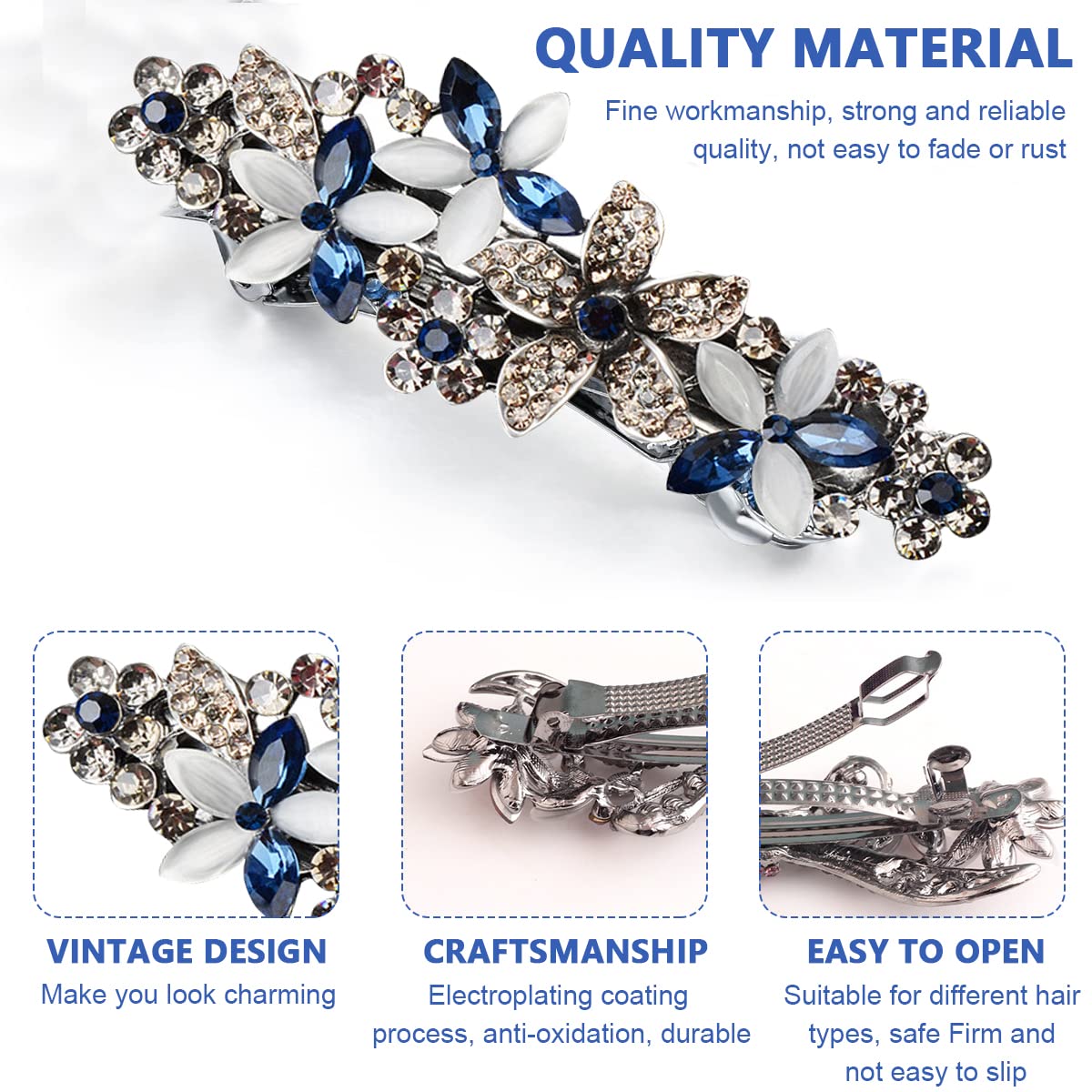MAYCREATE Hair Clip for Women Opal Rhinestone Hair Accessories for Stylish Barrettes Spring Clip French Hair Clip for Girls Gift MAYCREATE Hair Clip for Women Opal Rhinestone Hair Accessories for Stylish Barrettes Spring Clip French Hair Clip for Girls Gift